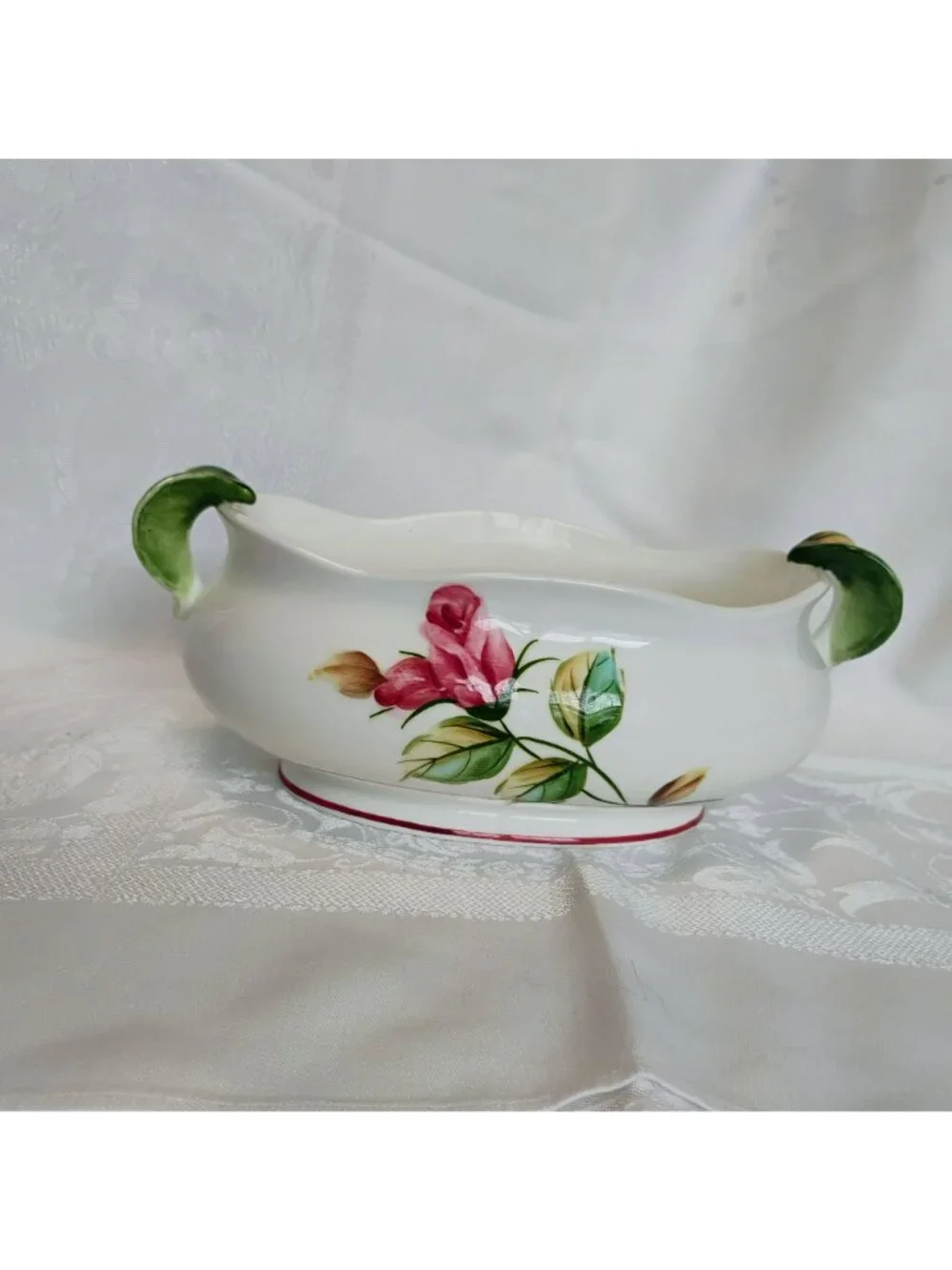Vintage Lefton Americana Rose Centerpiece Bowl or Planter, Cottagecore Decor